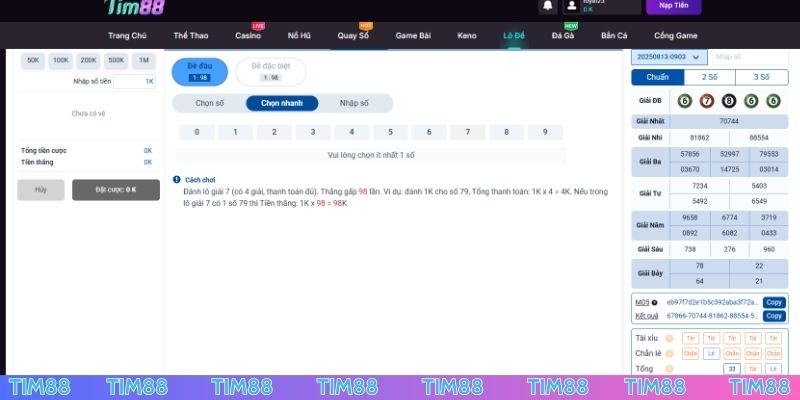 Chơi xổ số siêu tốc TIM88 được bảo mật tuyệt đối