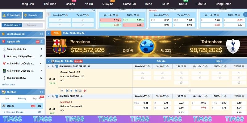 Tỷ lệ kèo nhà cái TIM88 nhanh và minh bạch