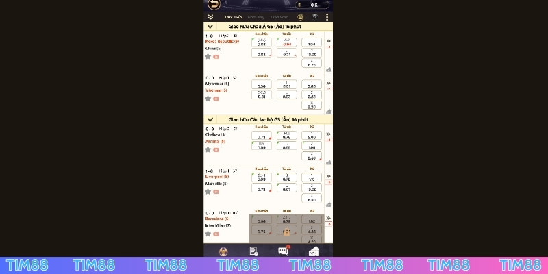 Sảnh thể thao có kèo cược đa dạng